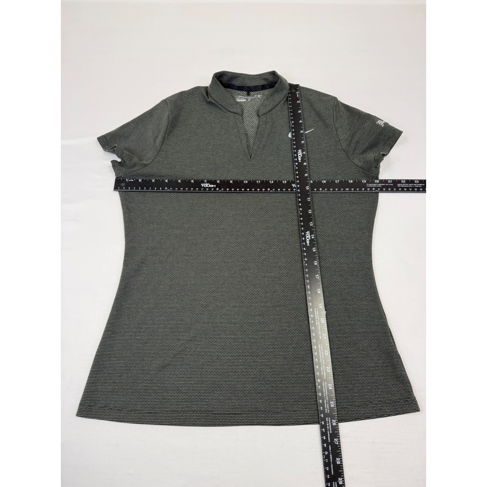 Nike Golf Womens Dri-FIT Polo Shirt Large Olive Green Stripe Pumpkin Ridge Logo - Picture 6 of 10
